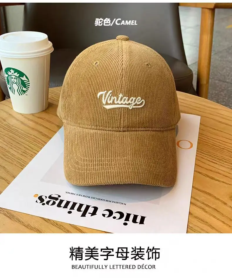 Brown Vintage Corduroy Baseball Cap Large Head — feature 9