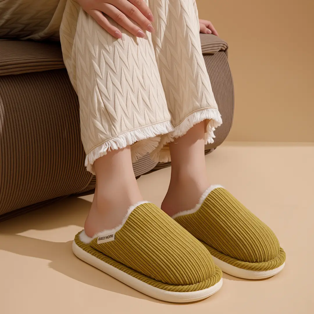 Thick-Soled Cotton Slippers for Autumn and Winter 2026 New Model Home Indoor Non-Slip Couple's Warm Corduroy Floor Cotton Slippers