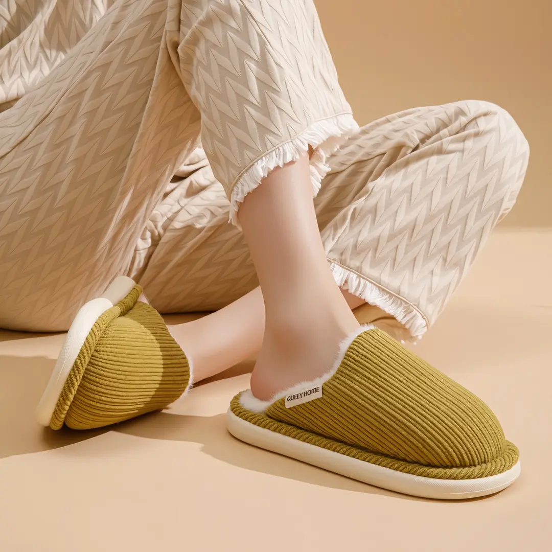 Thick-Soled Cotton Slippers for Autumn and Winter 2026 New Model Home Indoor Non-Slip Couple's Warm Corduroy Floor Cotton Slippers