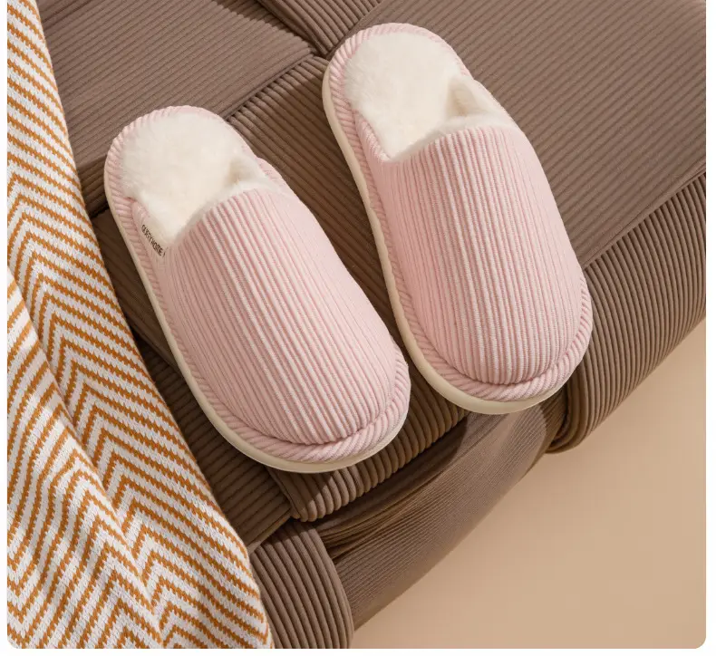 Thick-Soled Cotton Slippers for Autumn and Winter 2026 New Model Home Indoor Non-Slip Couple's Warm Corduroy Floor Cotton Slippers — feature 6