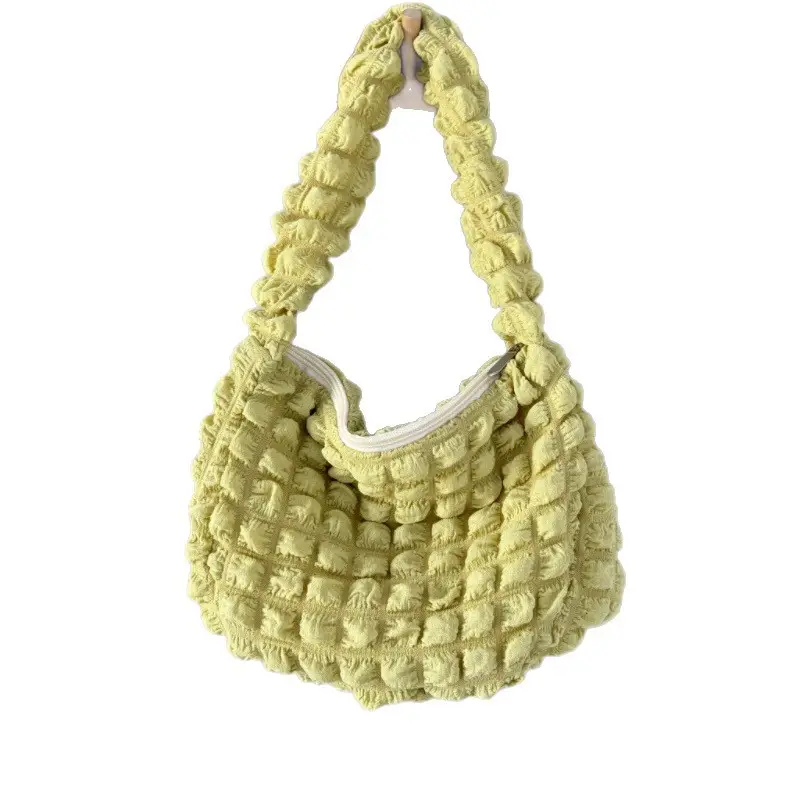 Pink Bubble Pleated Shoulder Bag for Women - Image 12