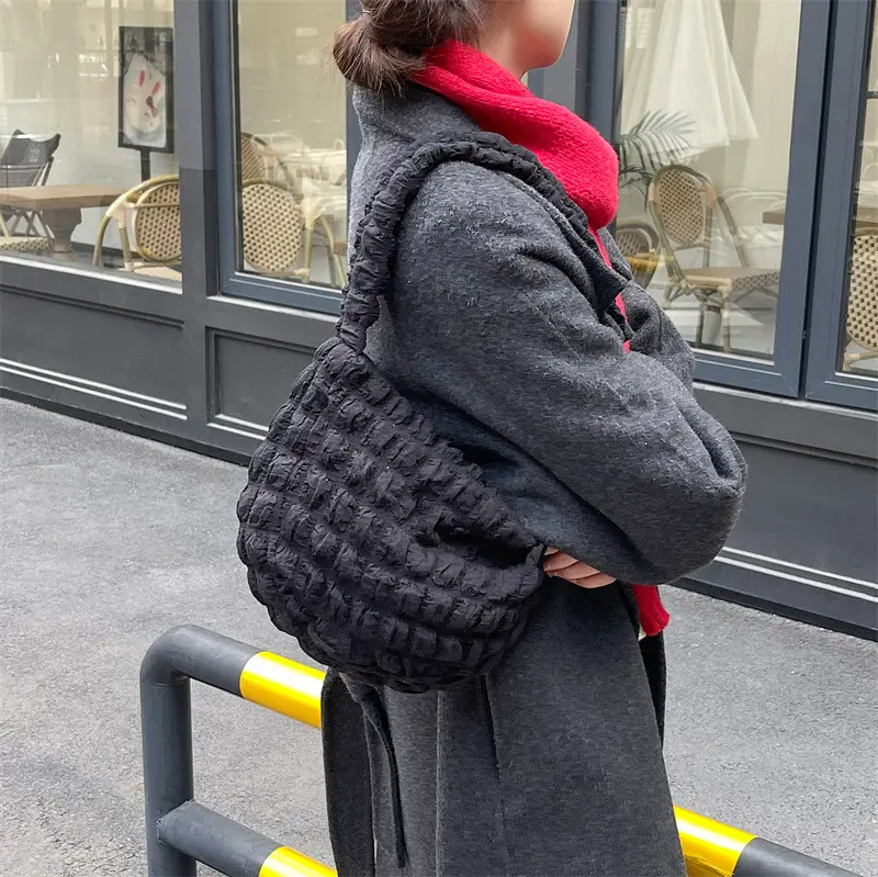 Pink Bubble Pleated Shoulder Bag for Women — feature 44