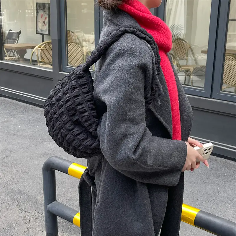 Pink Bubble Pleated Shoulder Bag for Women — feature 46