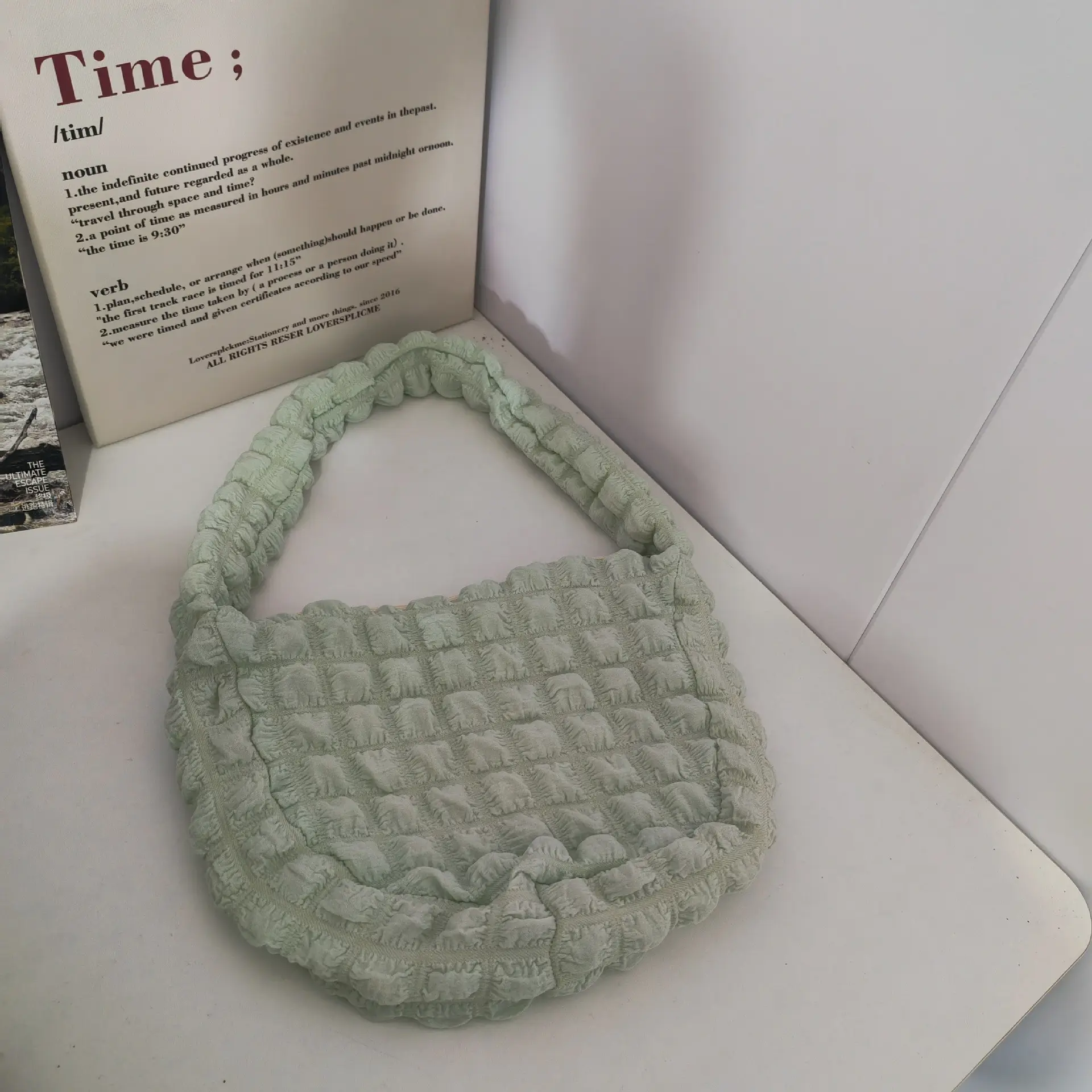 Pink Bubble Pleated Shoulder Bag for Women - Image 6