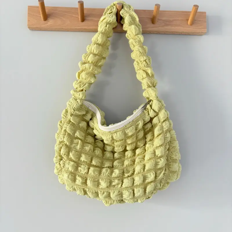 Pink Bubble Pleated Shoulder Bag for Women - Image 7
