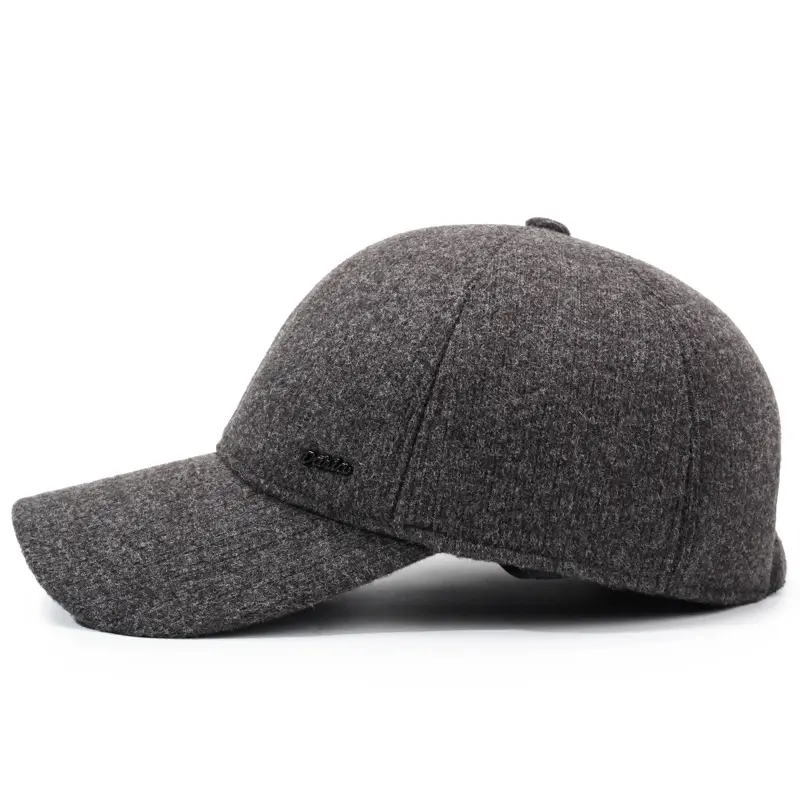 Winter Warm Grey Baseball Cap for Men & Elderly