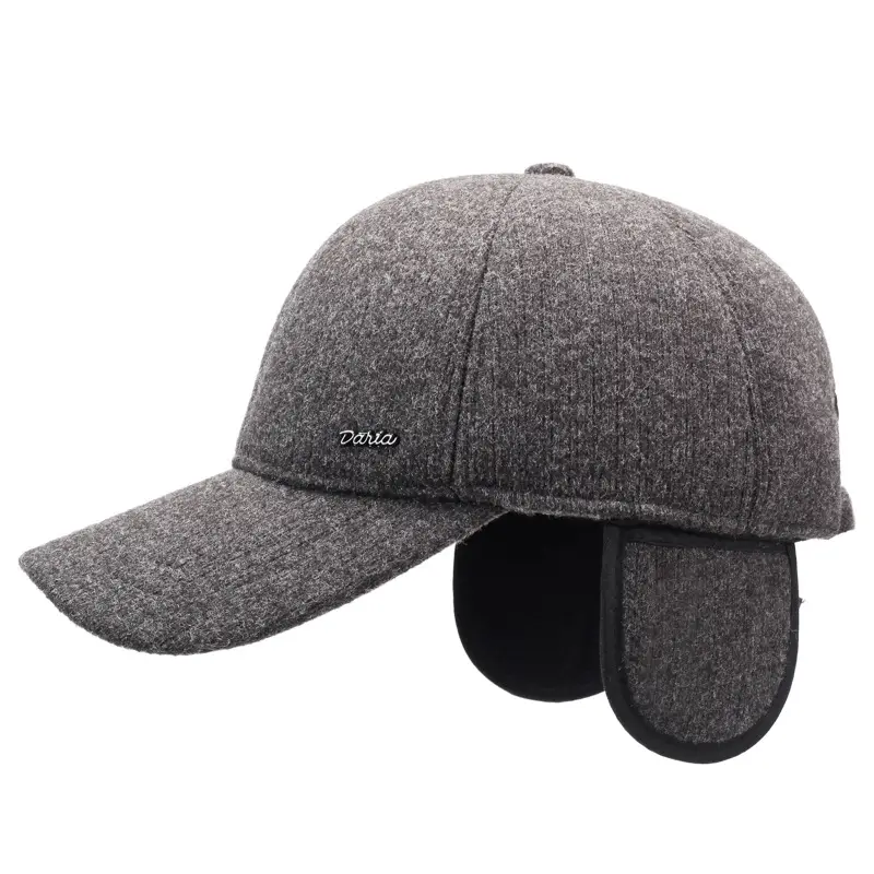 Winter Warm Grey Baseball Cap for Men & Elderly