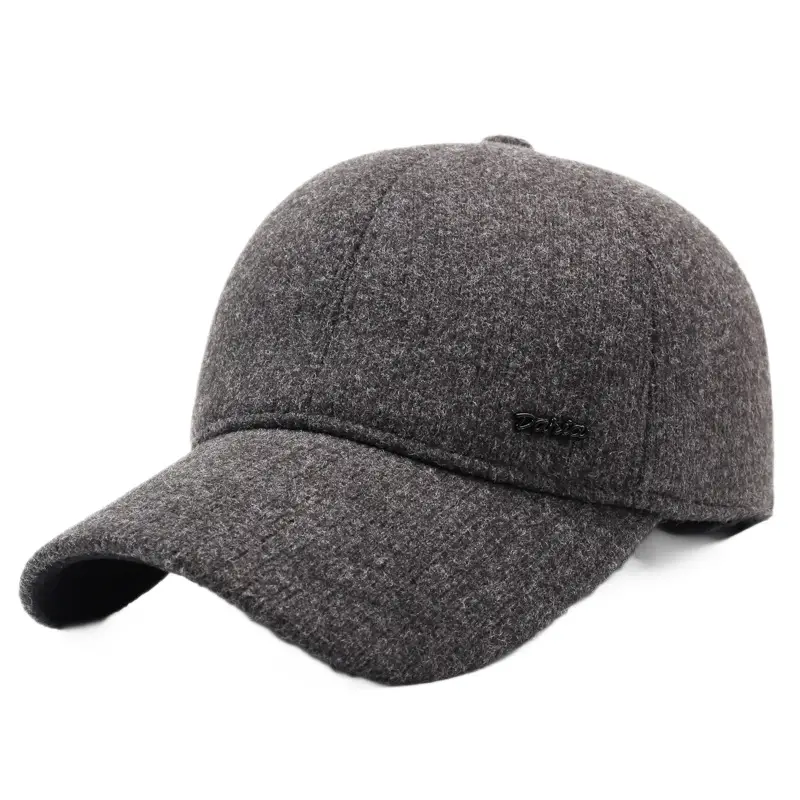 Winter Warm Grey Baseball Cap for Men & Elderly