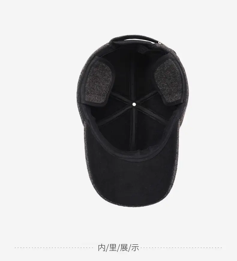 Winter Warm Grey Baseball Cap for Men & Elderly — feature 13