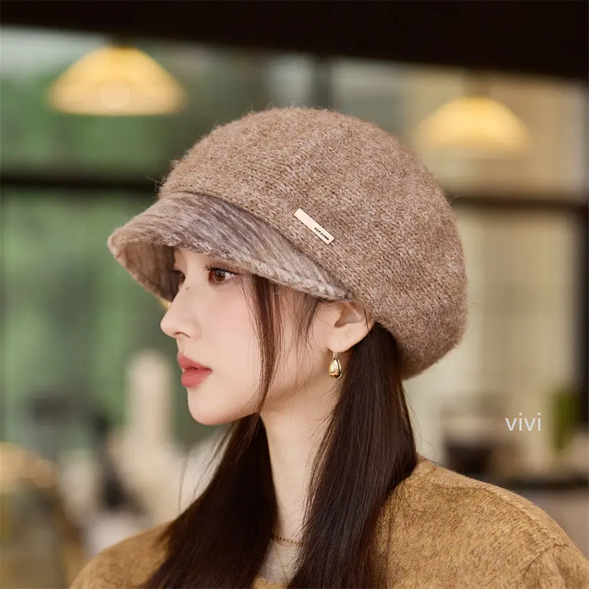 Women Korean Retro Duckbill Cap Autumn Winter Warm Windproof Beret