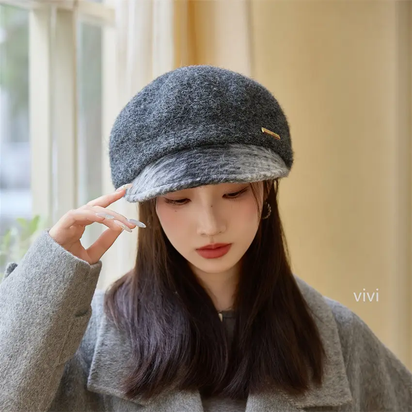 Women Korean Retro Duckbill Cap Autumn Winter Warm Windproof Beret
