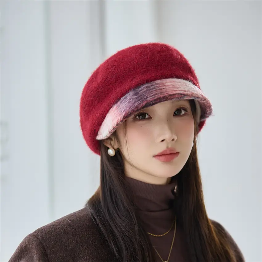 Women Korean Retro Duckbill Cap Autumn Winter Warm Windproof Beret