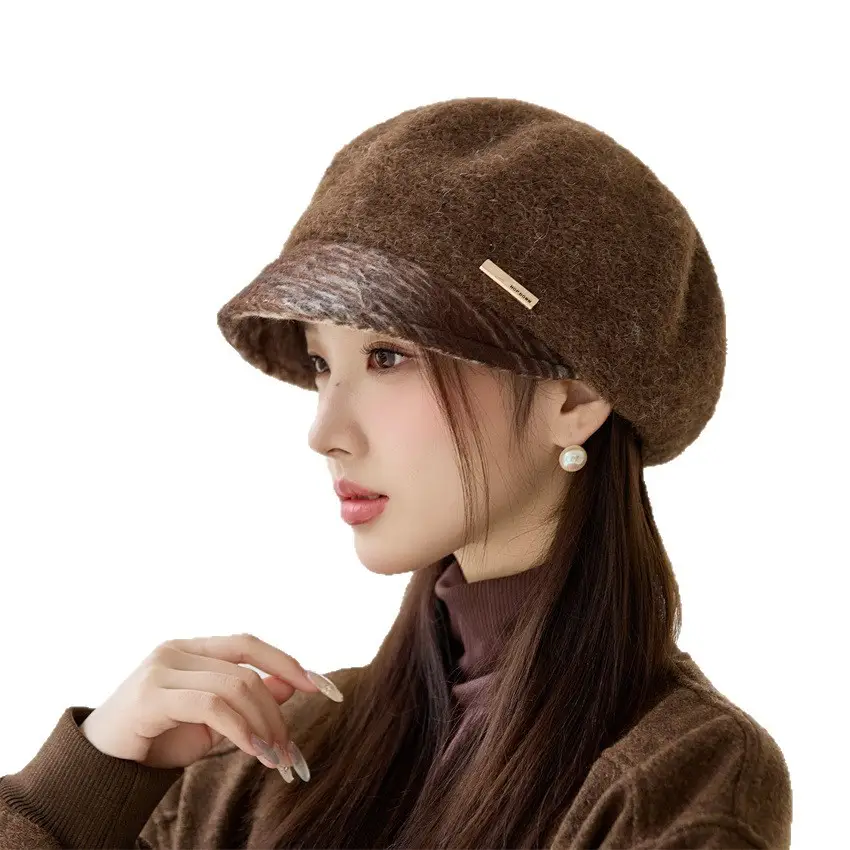 Women Korean Retro Duckbill Cap Autumn Winter Warm Windproof Beret