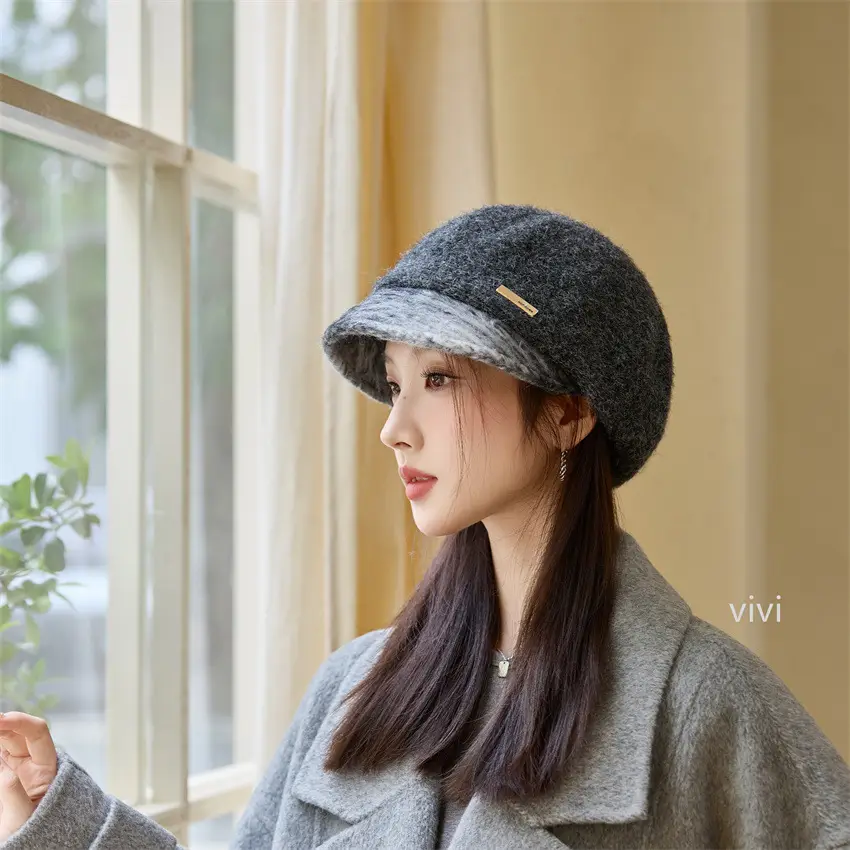 Women Korean Retro Duckbill Cap Autumn Winter Warm Windproof Beret
