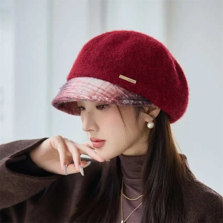 Women Korean Retro Duckbill Cap Autumn Winter Warm Windproof Beret