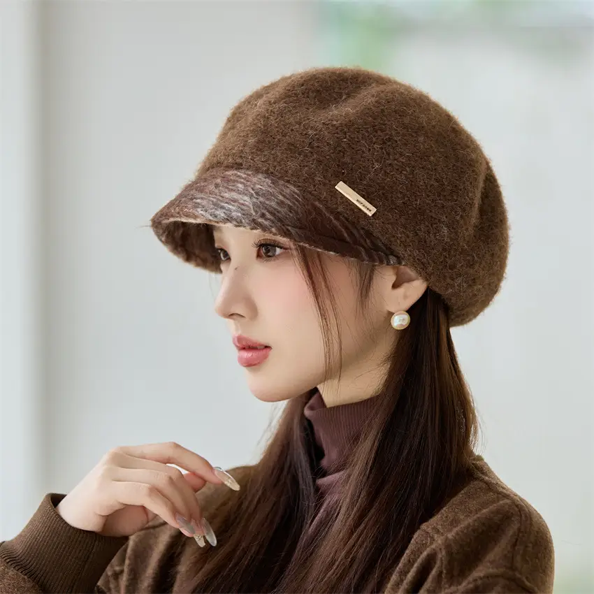 Women Korean Retro Duckbill Cap Autumn Winter Warm Windproof Beret