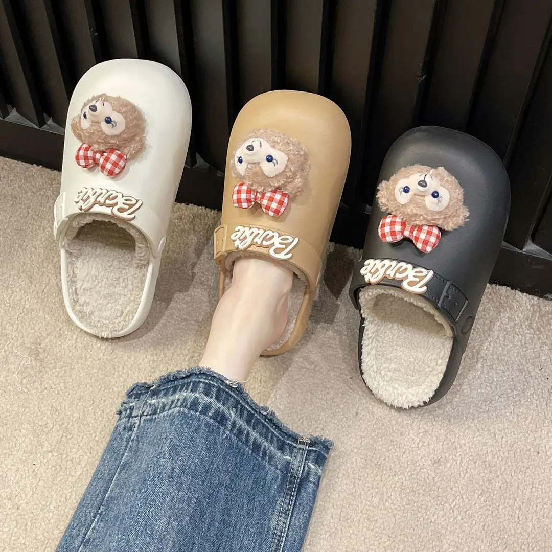 Removable Waterproof Cotton Slippers for Women 2025 Autumn and Winter New Style Fleece-Lined Warm Indoor and Outdoor Toe-Cap Half Slippers - Image 10