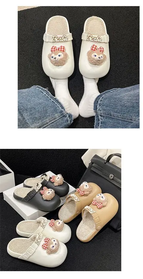 Removable Waterproof Cotton Slippers for Women 2025 Autumn and Winter New Style Fleece-Lined Warm Indoor and Outdoor Toe-Cap Half Slippers — feature 11