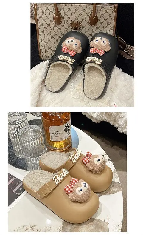 Removable Waterproof Cotton Slippers for Women 2025 Autumn and Winter New Style Fleece-Lined Warm Indoor and Outdoor Toe-Cap Half Slippers — feature 13