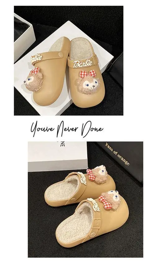 Removable Waterproof Cotton Slippers for Women 2025 Autumn and Winter New Style Fleece-Lined Warm Indoor and Outdoor Toe-Cap Half Slippers — feature 14