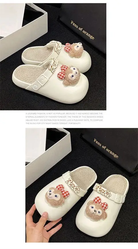 Removable Waterproof Cotton Slippers for Women 2025 Autumn and Winter New Style Fleece-Lined Warm Indoor and Outdoor Toe-Cap Half Slippers — feature 15