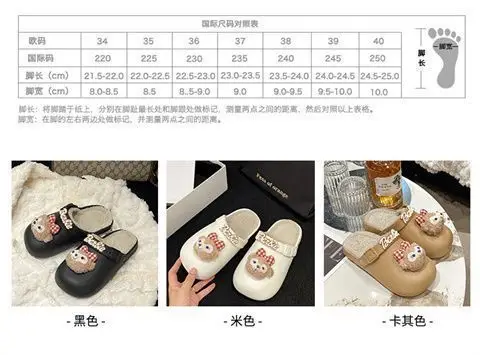 Removable Waterproof Cotton Slippers for Women 2025 Autumn and Winter New Style Fleece-Lined Warm Indoor and Outdoor Toe-Cap Half Slippers — feature 5