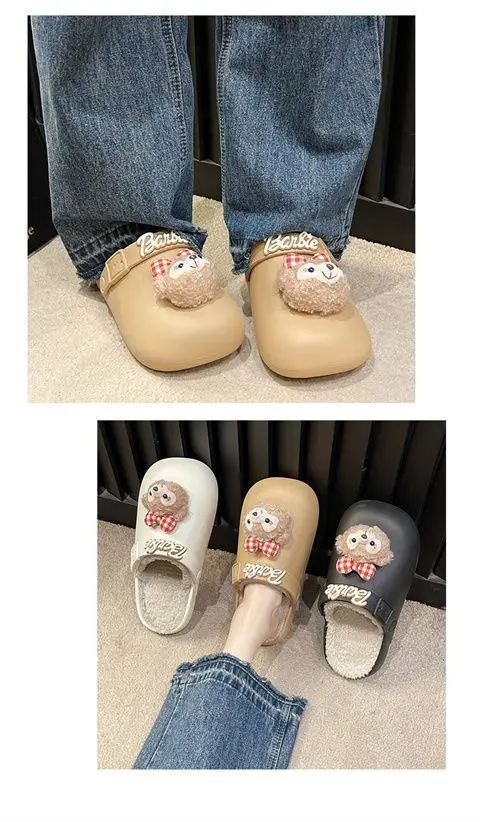 Removable Waterproof Cotton Slippers for Women 2025 Autumn and Winter New Style Fleece-Lined Warm Indoor and Outdoor Toe-Cap Half Slippers — feature 7