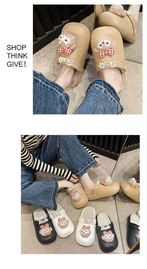 Removable Waterproof Cotton Slippers for Women 2025 Autumn and Winter New Style Fleece-Lined Warm Indoor and Outdoor Toe-Cap Half Slippers — feature 8