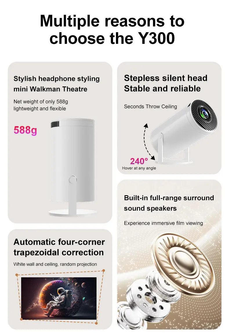 Amazon Cross-Border Projector Hy300 Home Portable Projector 720P H713 Mini Projector Hd 4K — feature 3