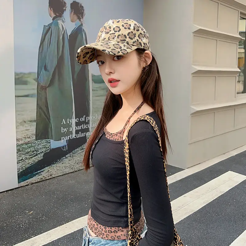 Leopard Print Cap for Women Face Slimming Duckbill Cap - Image 3