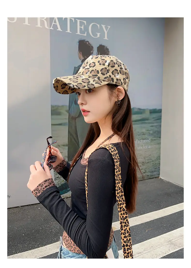 Leopard Print Cap for Women Face Slimming Duckbill Cap — feature 10