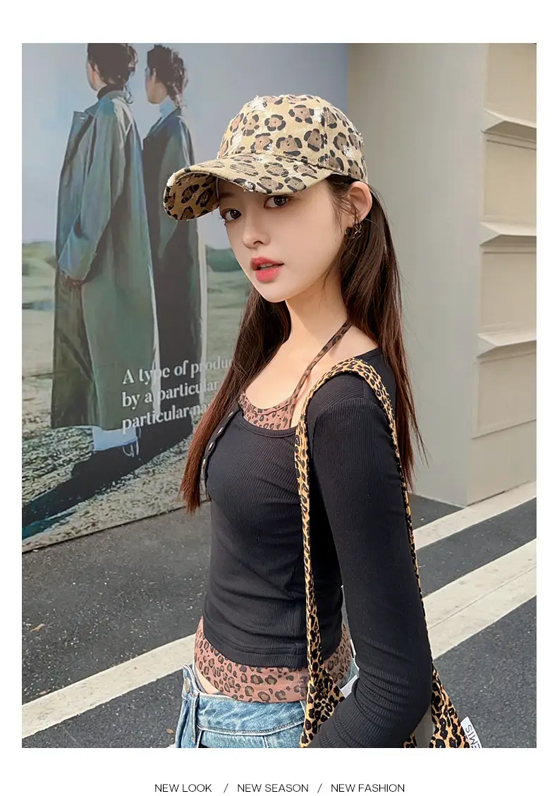 Leopard Print Cap for Women Face Slimming Duckbill Cap — feature 11