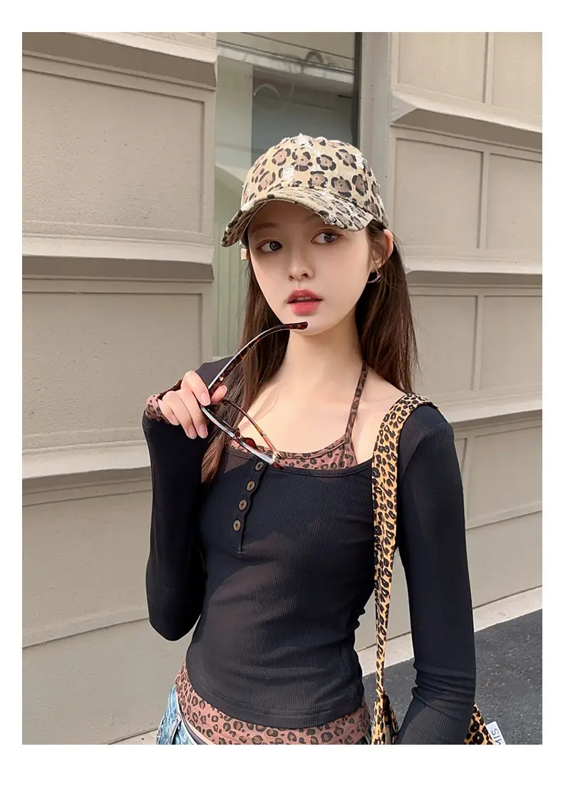 Leopard Print Cap for Women Face Slimming Duckbill Cap — feature 12