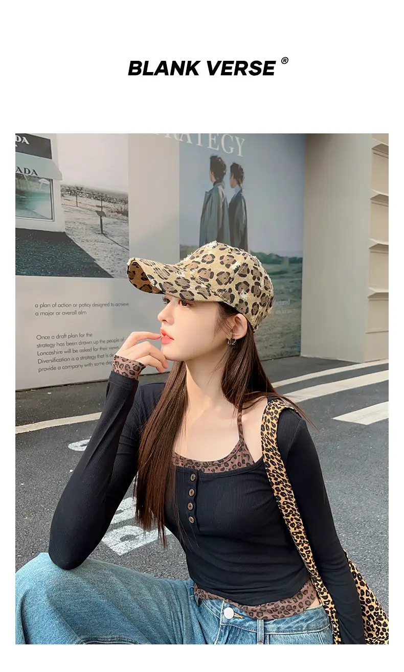 Leopard Print Cap for Women Face Slimming Duckbill Cap — feature 4