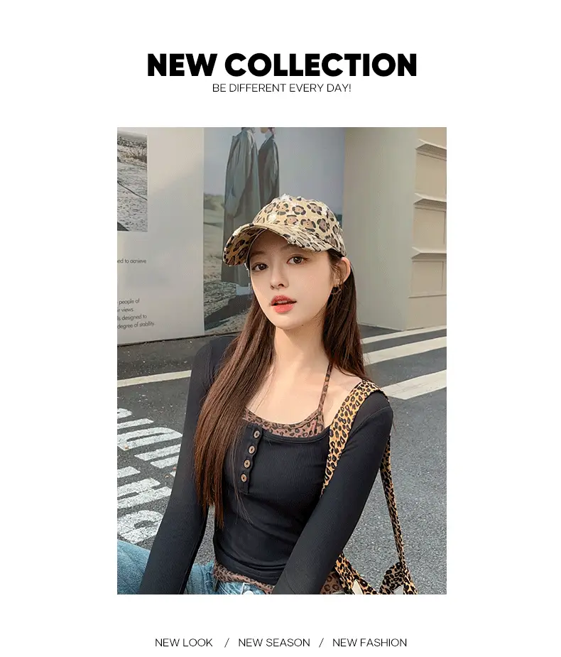 Leopard Print Cap for Women Face Slimming Duckbill Cap — feature 7