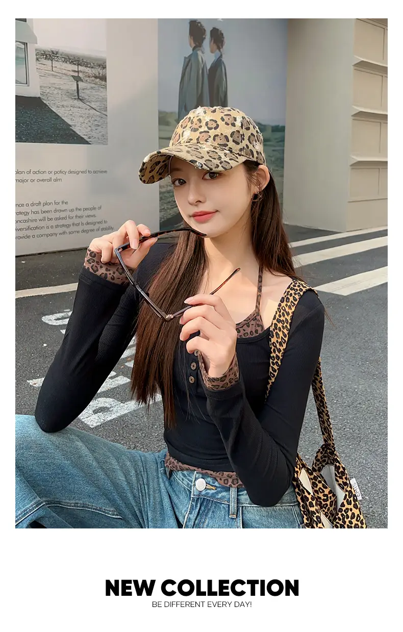 Leopard Print Cap for Women Face Slimming Duckbill Cap — feature 8