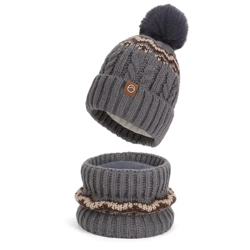 Winter Touch Screen Gloves, Woolen Scarf and Hat 3-Piece Set for Men and Women, Knitted Thickeneded Windproof and Coldproof 2-Piece Thermal Suit