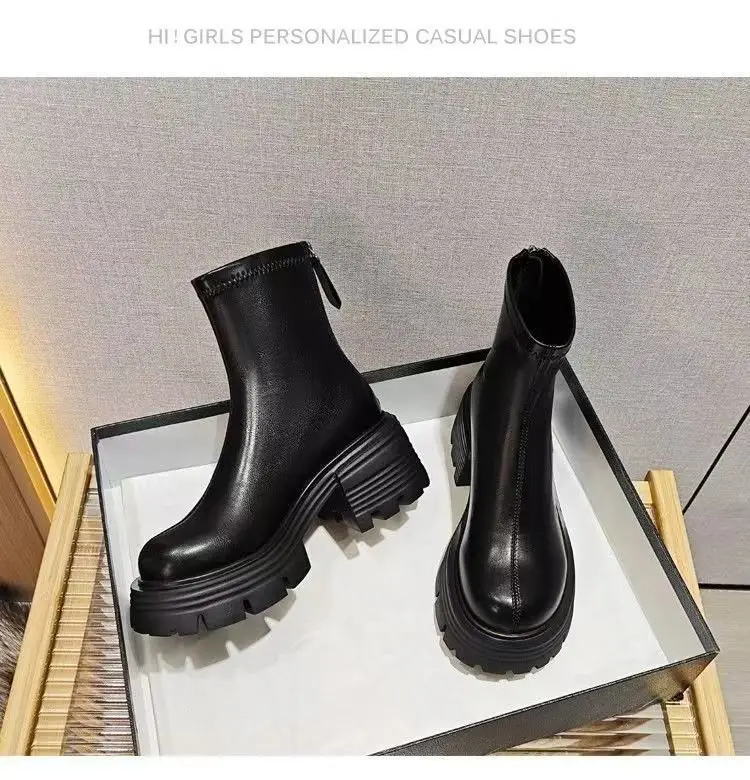 Women Black Retro Slim Boots Winter Autumn — feature 20