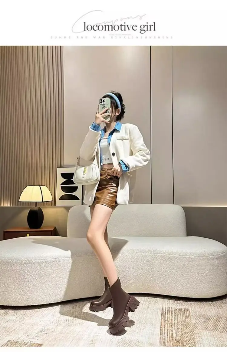 Women Black Retro Slim Boots Winter Autumn — feature 22