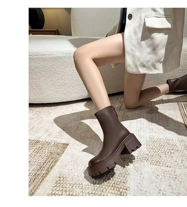 Women Black Retro Slim Boots Winter Autumn — feature 23