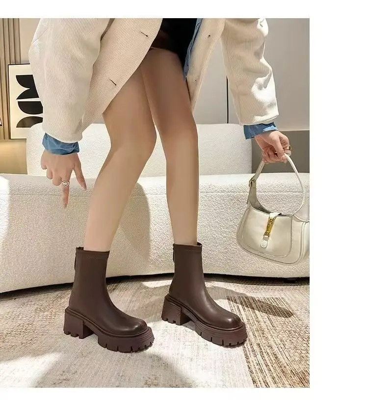 Women Black Retro Slim Boots Winter Autumn — feature 24