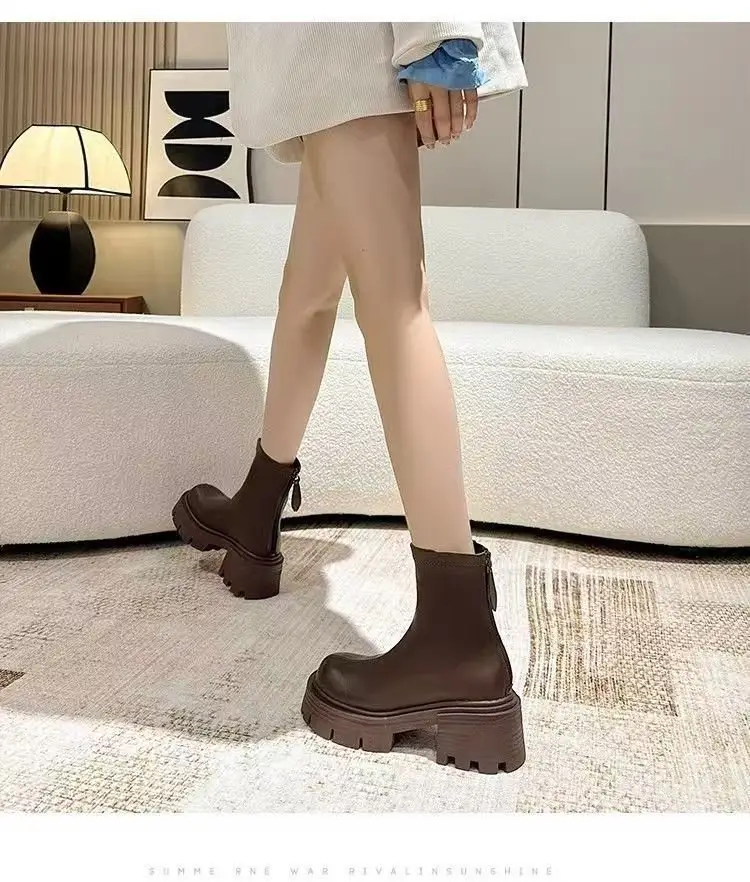 Women Black Retro Slim Boots Winter Autumn — feature 26