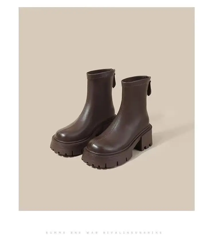 Women Black Retro Slim Boots Winter Autumn — feature 28
