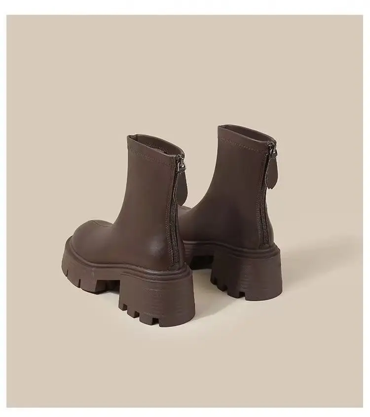 Women Black Retro Slim Boots Winter Autumn — feature 29