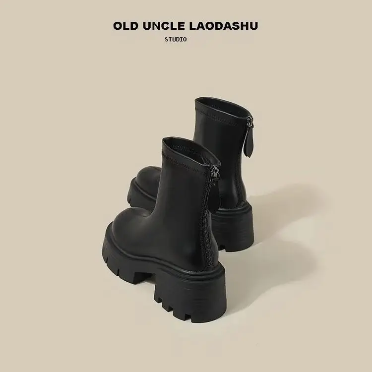 Women Black Retro Slim Boots Winter Autumn — feature 30