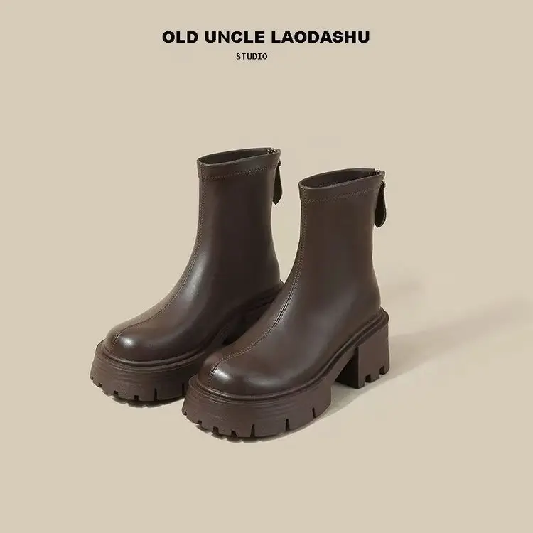 Women Black Retro Slim Boots Winter Autumn — feature 31