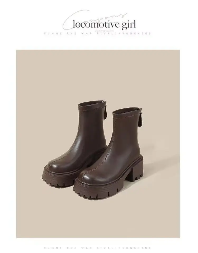 Women Black Retro Slim Boots Winter Autumn — feature 33