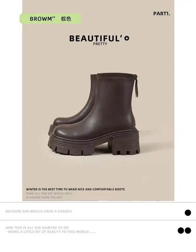Women Black Retro Slim Boots Winter Autumn — feature 34
