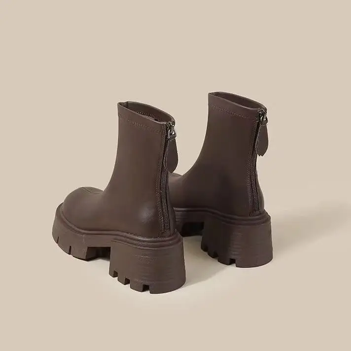 Women Black Retro Slim Boots Winter Autumn - Image 2