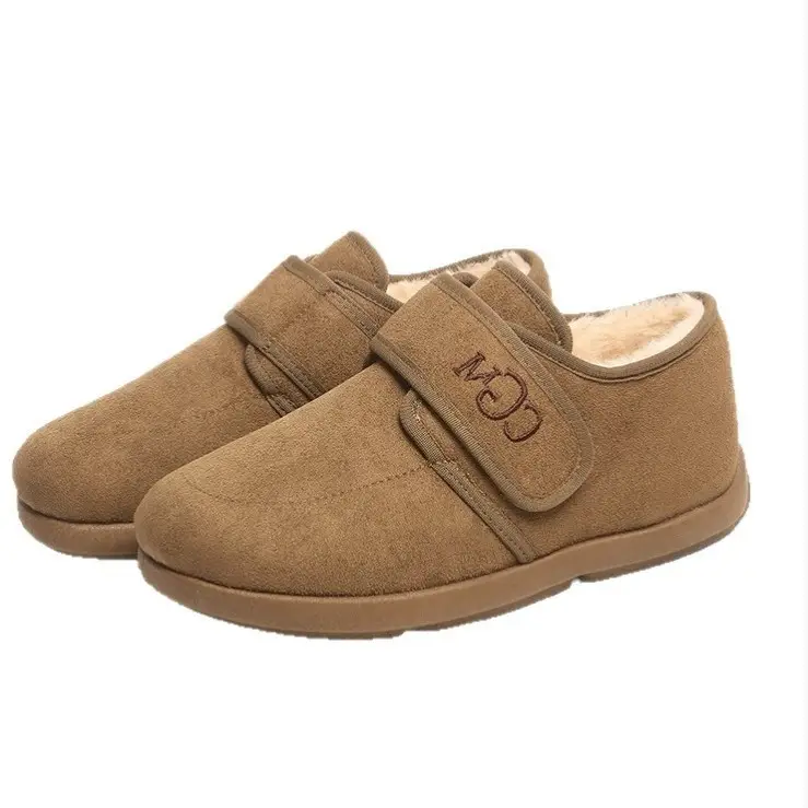 Women's Cotton Shoes, Winter Fleece-Lined, Ultra-High Heel, Flat Snow Boots, Flat Round-Toe Casual Shoes, Cross-Border, Cold-Proof and Warm